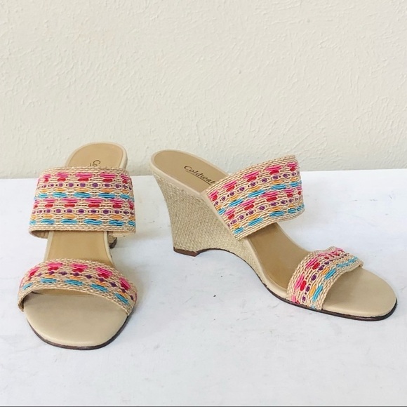 Coldwater Creek colorful textile strap slide on sandal - Picture 4 of 8